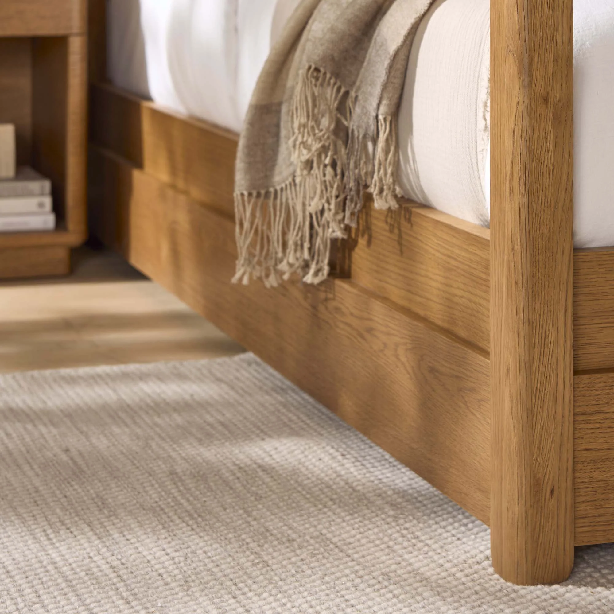 Serene Low Bedframe - 6' Low Food End Bed Oak / Oak Veneer - Super King - Image 12
