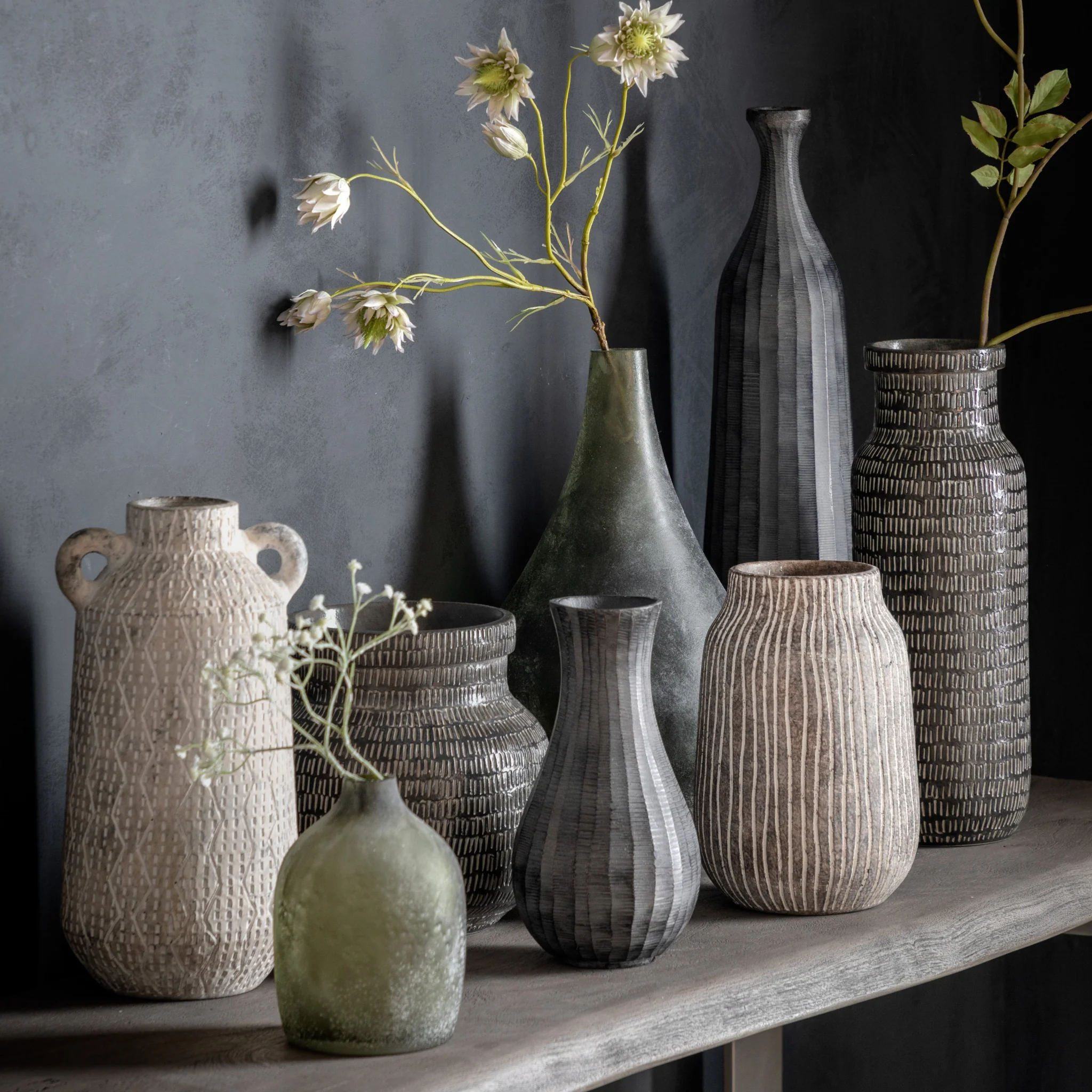 Sgraffito Wide Black Vase - Sgraffito Vase Wide Black - Image 4