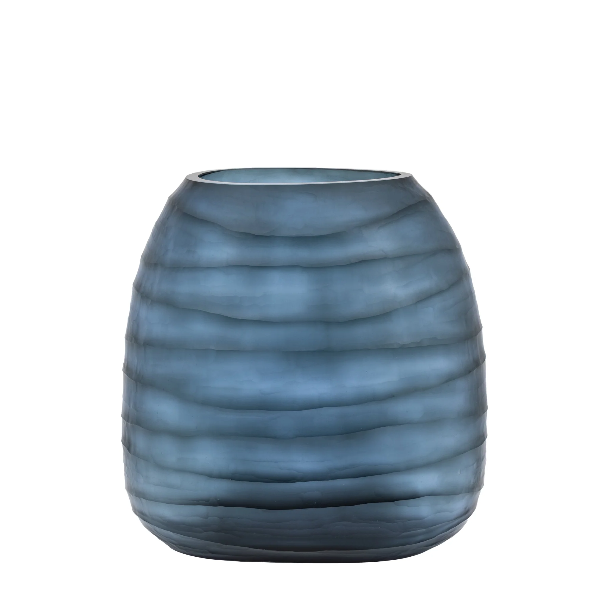 Sintra Handblown Glass Vase Blue Large - Sintra Handblown Carved Glass Vase Ink Large - Image 4