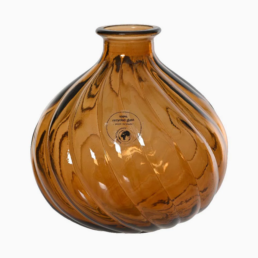 Small Glass Vase Brown - I Light Brown Recycled Glass Vase 17CM