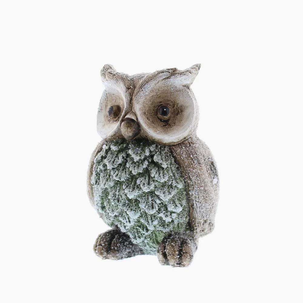 Small Grey Owl - L Light And Dark Grey Polyresin Owl 8CM