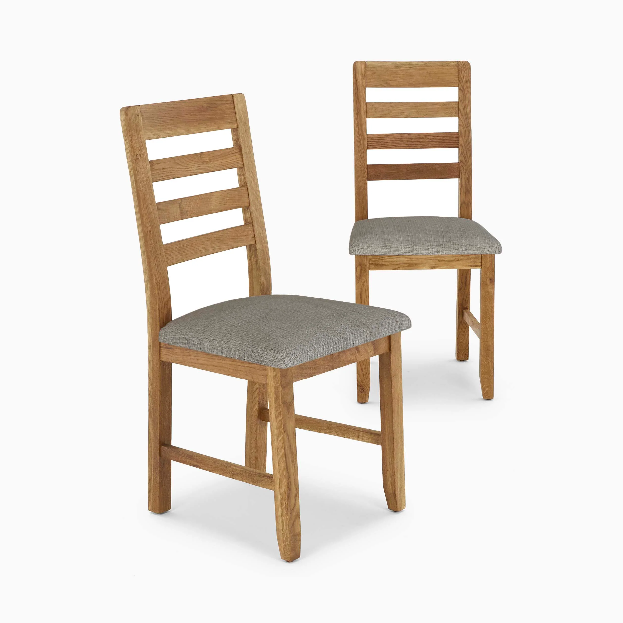 Solvi Pair of Oak/Linen Dining Chairs - Dining Chair - Pair Oak / Linen
