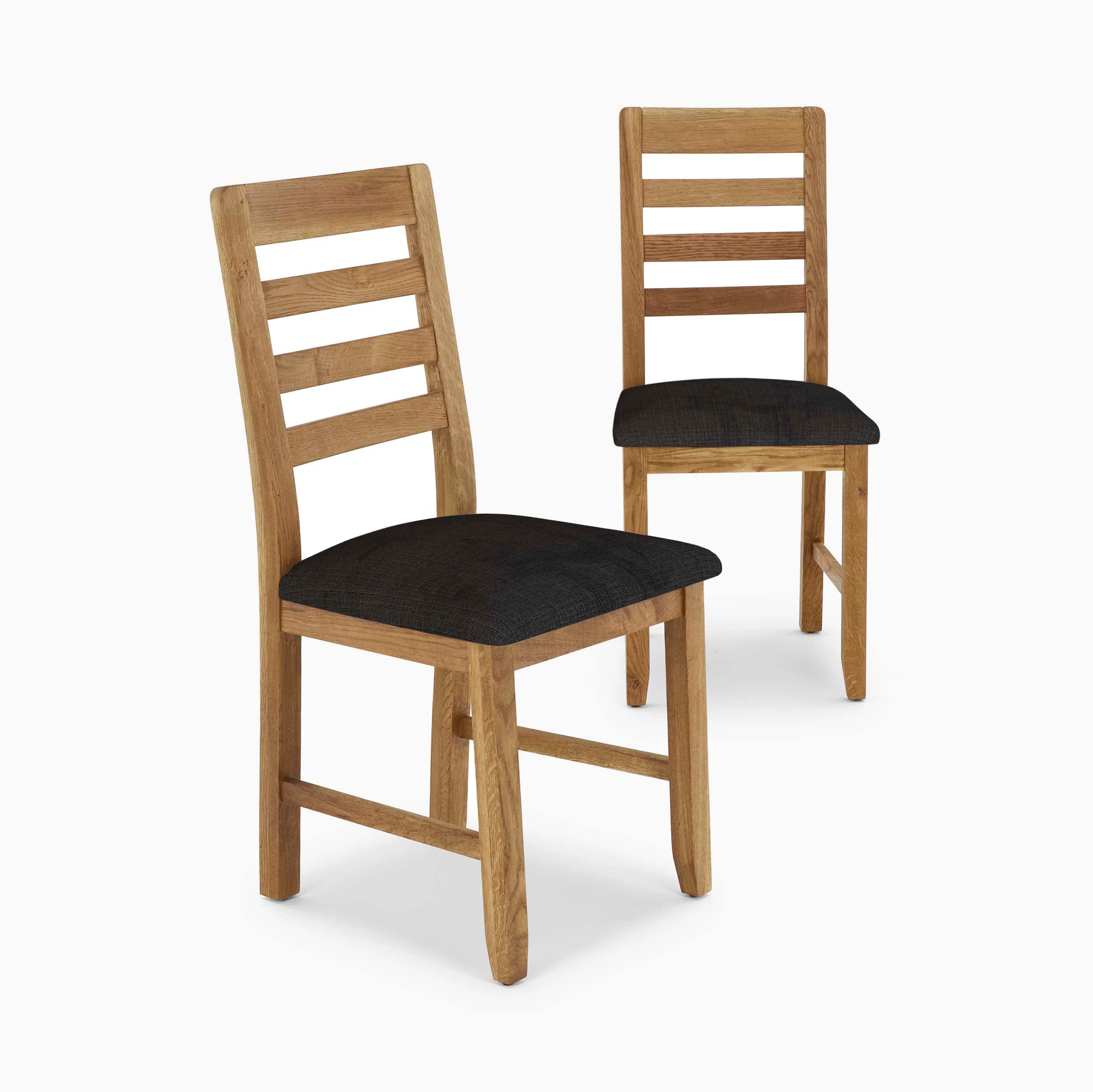 Solvi Pair of Oak/Steel Grey Dining Chairs - Dining Chair - Pair Oak / Steel