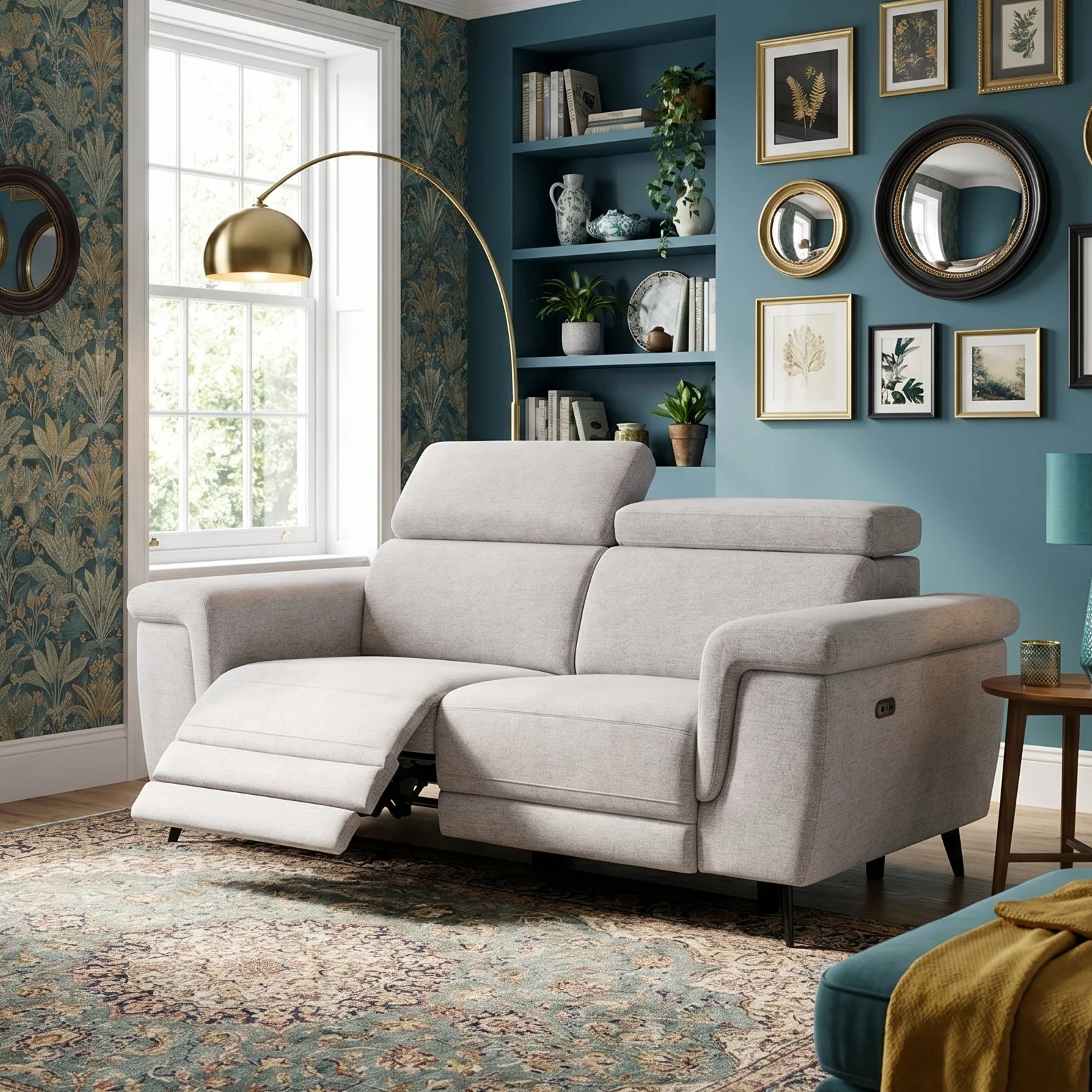 Sparta 2 Seater Recliner Sofa - 2 Str W/ 2 Power Recliner W/ 2 Ratchet Headrest Fabric - Power with Manual Headrest - Image 2