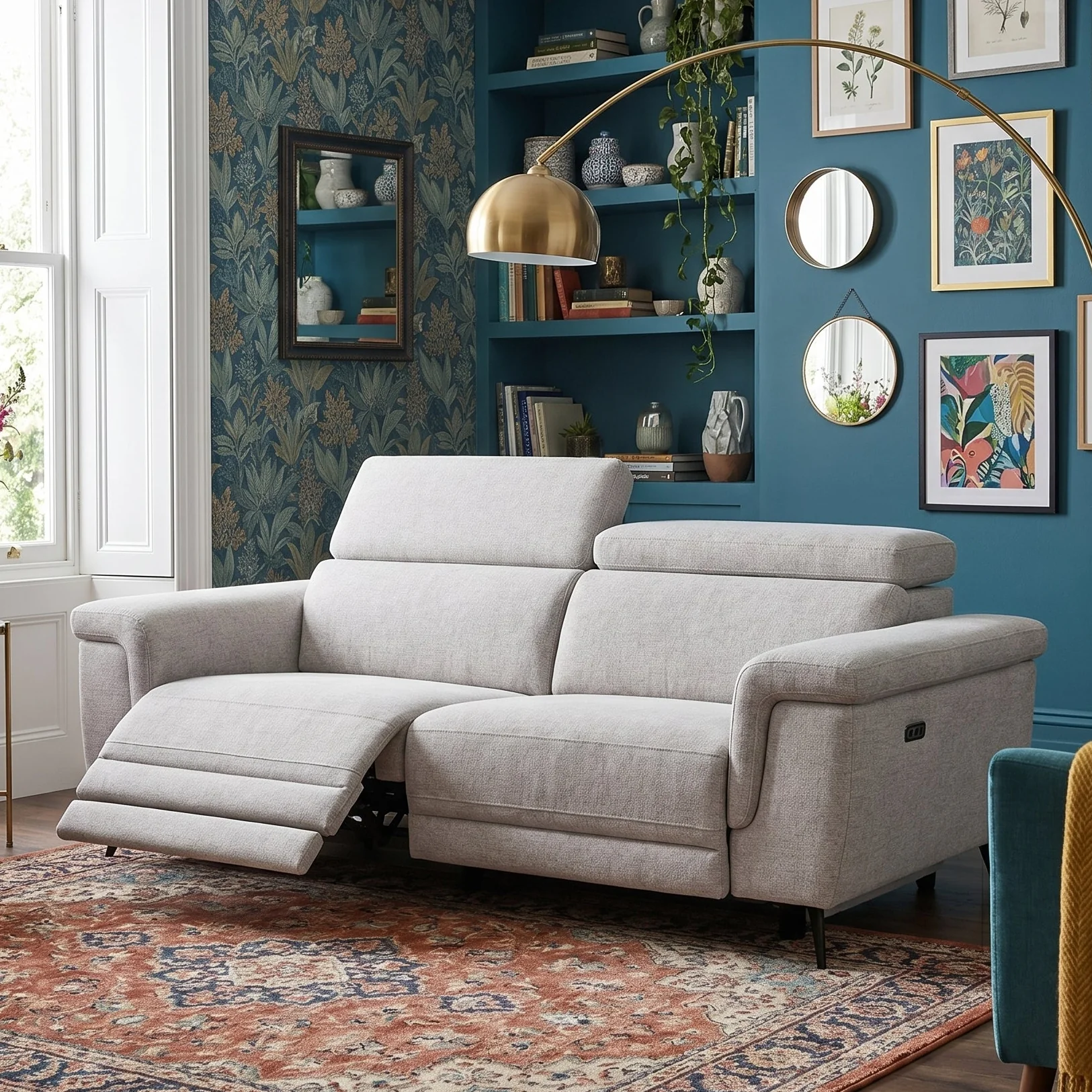 Sparta 3 Seater Recliner Sofa - 3 Str W/ 2 Power Recliner W/ 2 Power Headrest Fabric - Power with Power Headrest & USB - Image 2