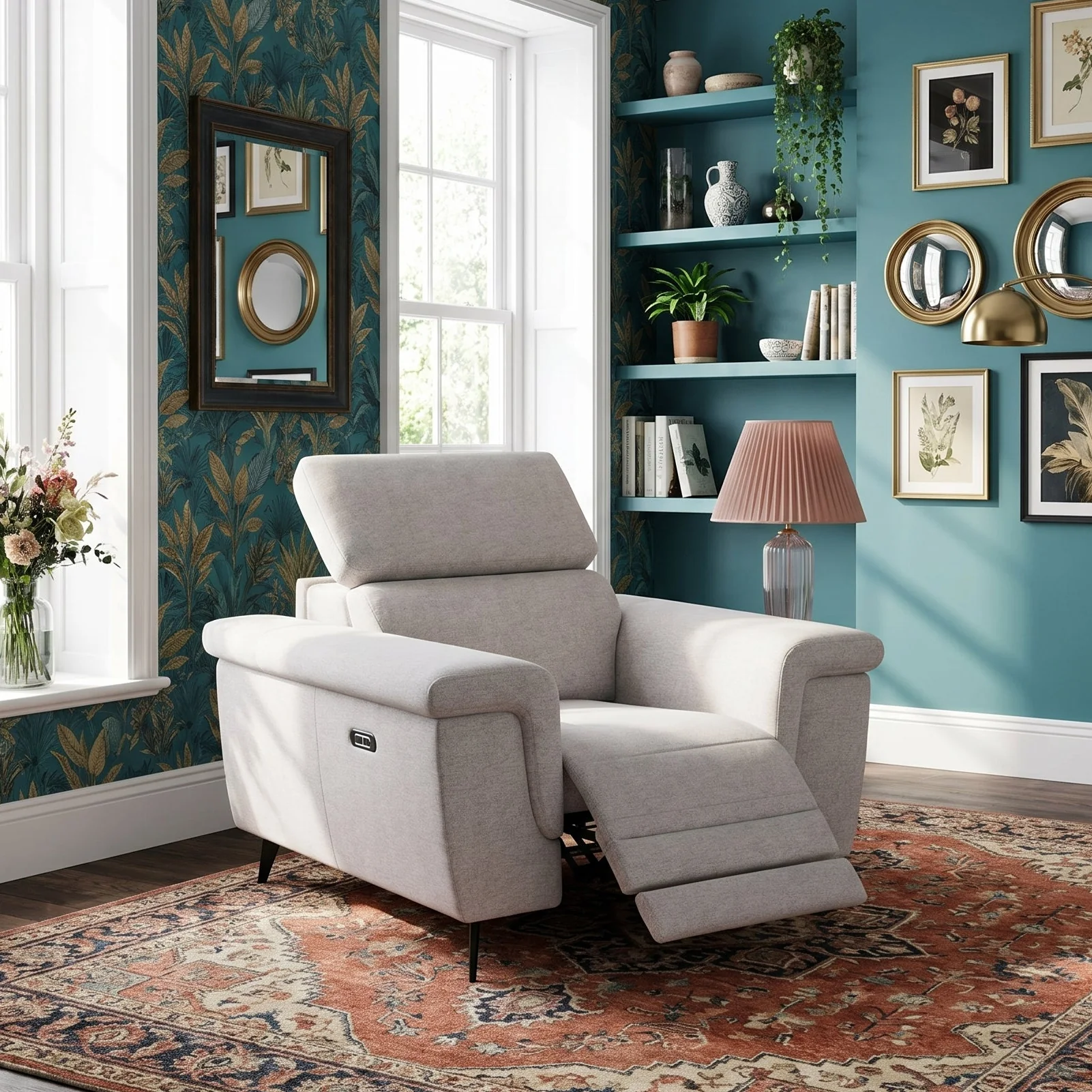 Sparta Recliner Armchair - Chair W/ Power Recliner W/ Power Headrest Fabric - Power with Power Headrest & USB - Image 2