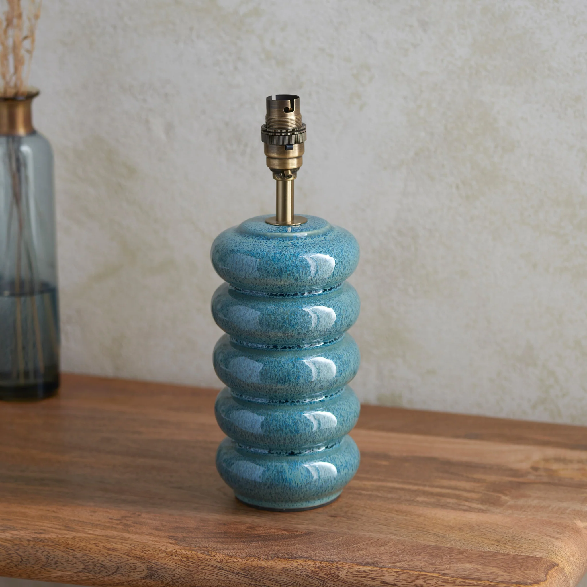 Squash Ocean Spray Blue Table Lamp Base - DHD Squash Table Lamp Base Ocean Spray Glaze