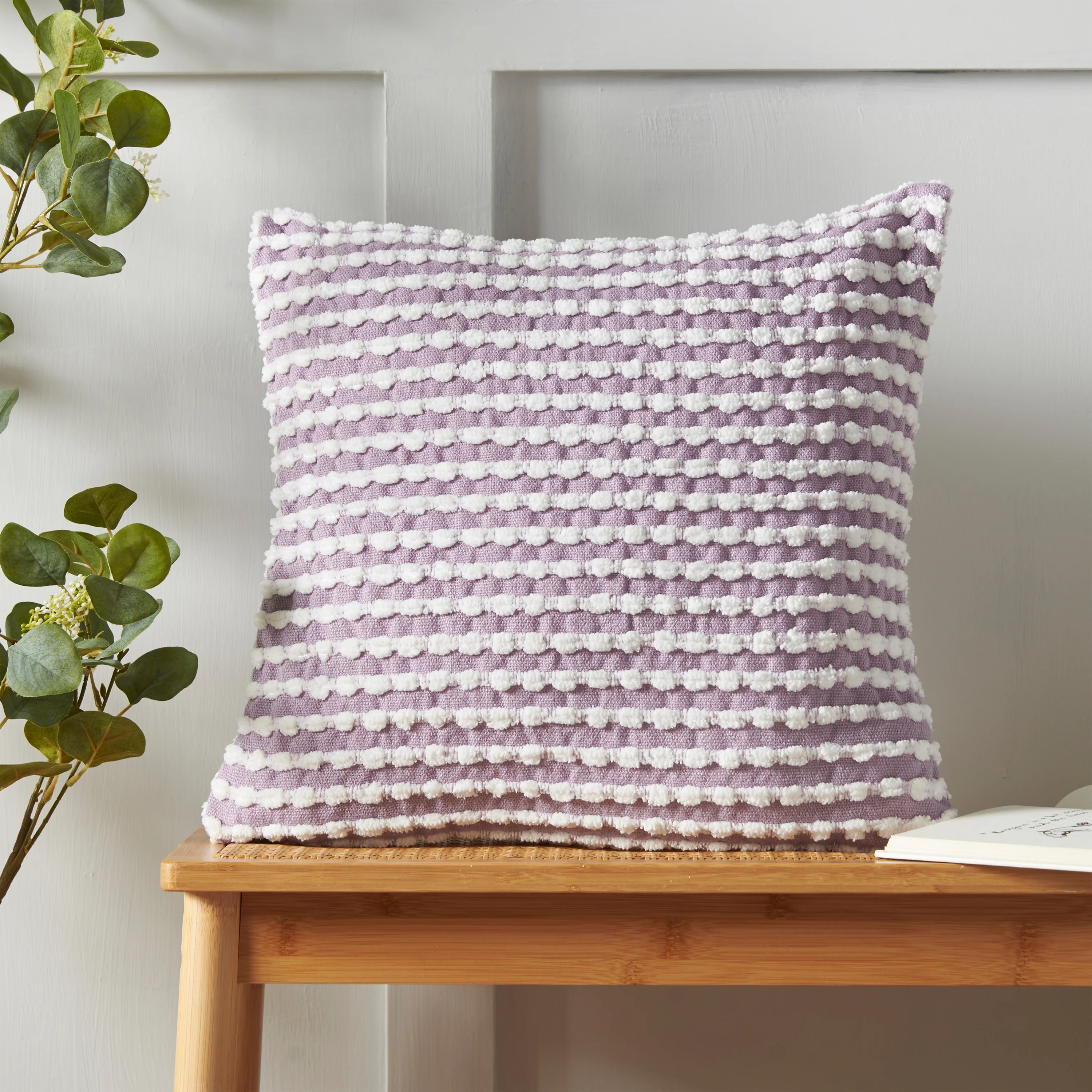 Stab Stitch Purple Square Cushion - DISC Stab Stitch Lilac Cushion 43x43CM