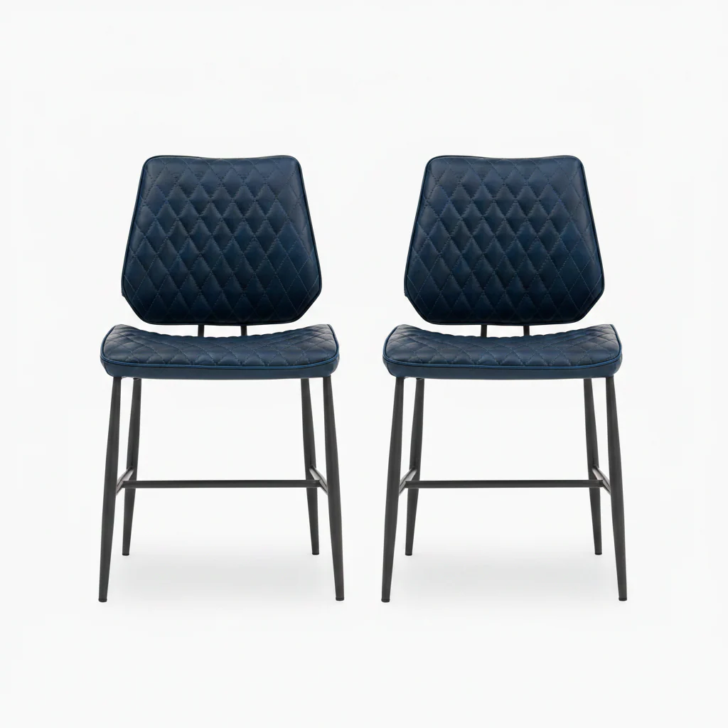 Starley Pair of Dark Blue Dining Chairs - Dining Chair - Pair Dark Blue
