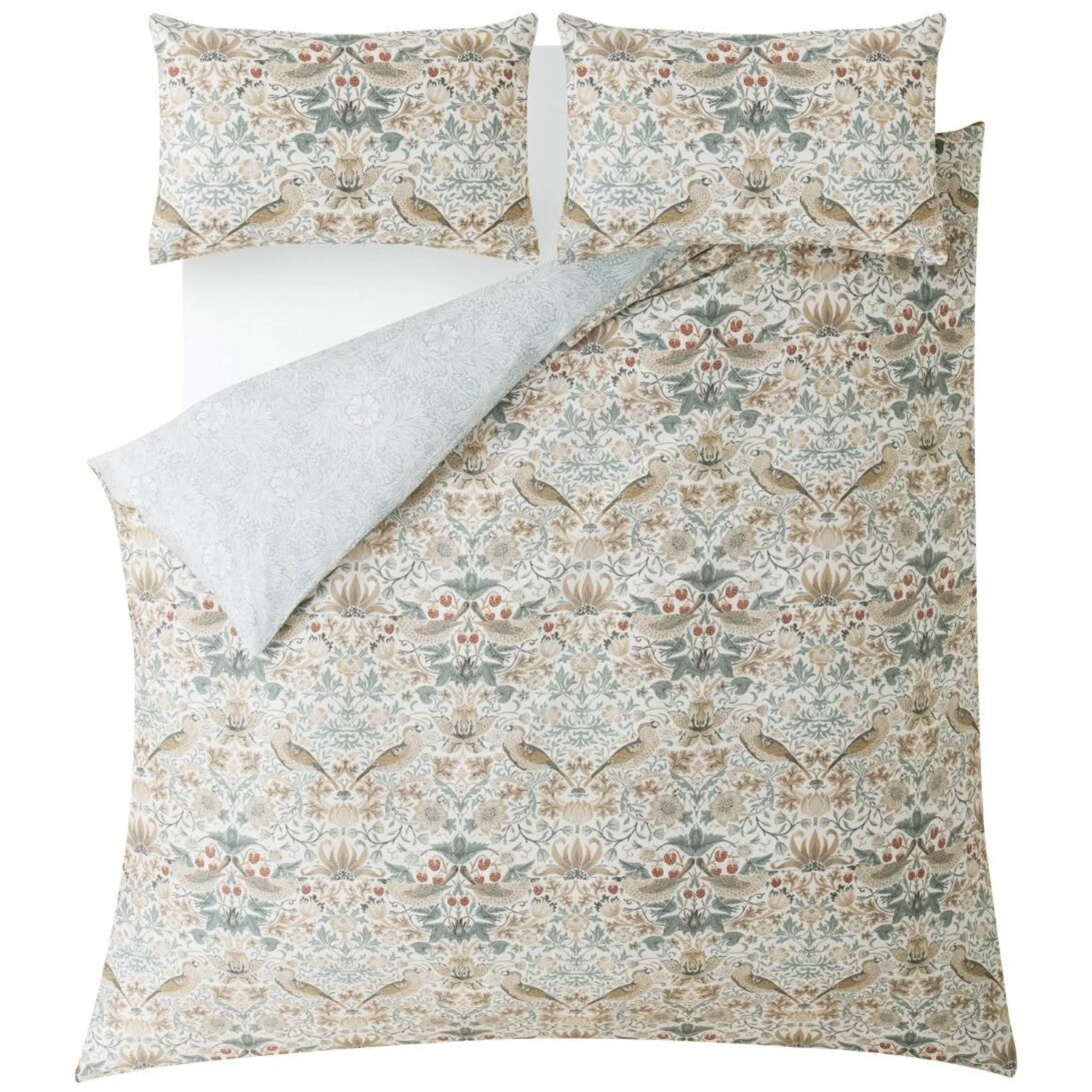 William Morris At Home Strawberry Thief Duvet Cover Set - Strawberry Thief Duvet Set Super King - Super King - Image 2