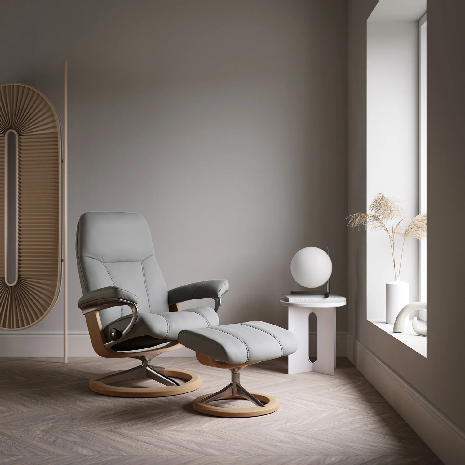 Stressless Consul Chair + Stool Signature Base -  Chair + Stool Signature Base Batick-Promotion - Manual Recliner - Small - Image 2
