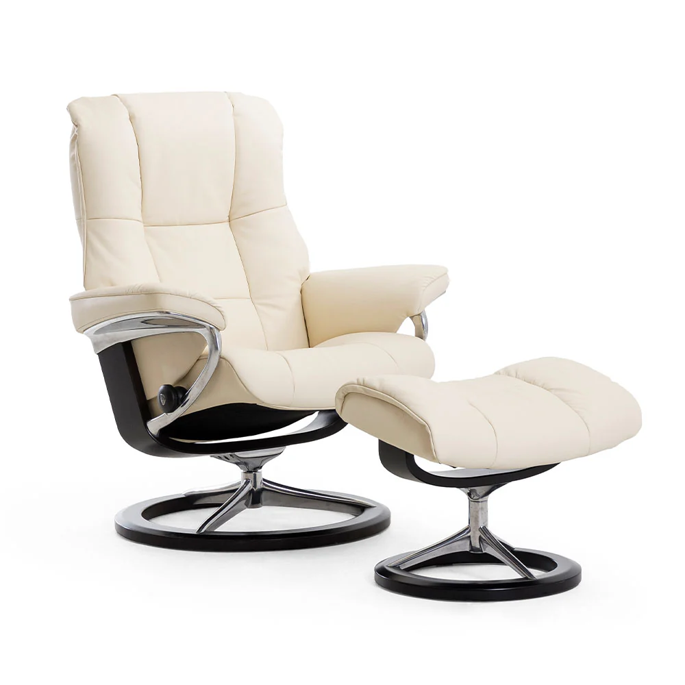 Stressless Mayfair Chair + Stool Signature  Base -  Chair + Stool Signature Base Fabric Group 5 - Manual Recliner - Medium