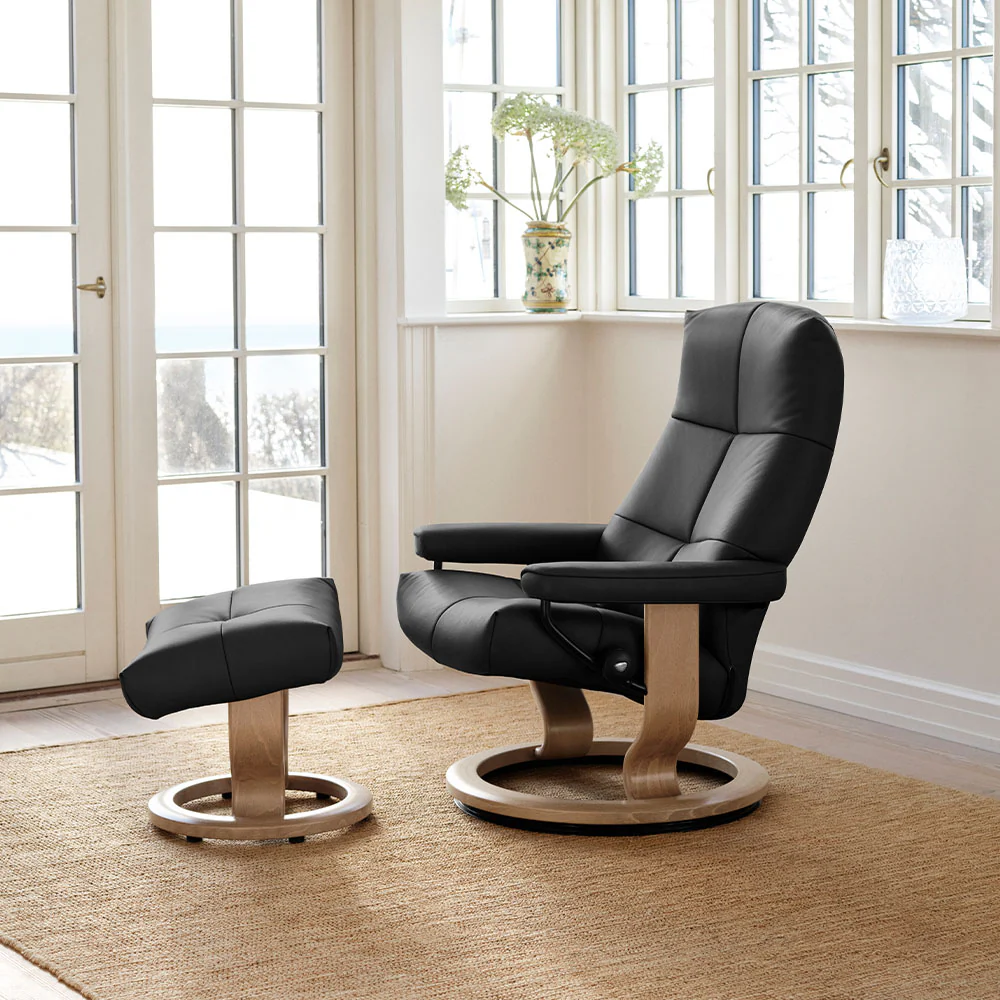 David Stressless Chair + Stool Classic Base - Medium Chair + Stool Classic Base Paloma - Manual Recliner - Medium