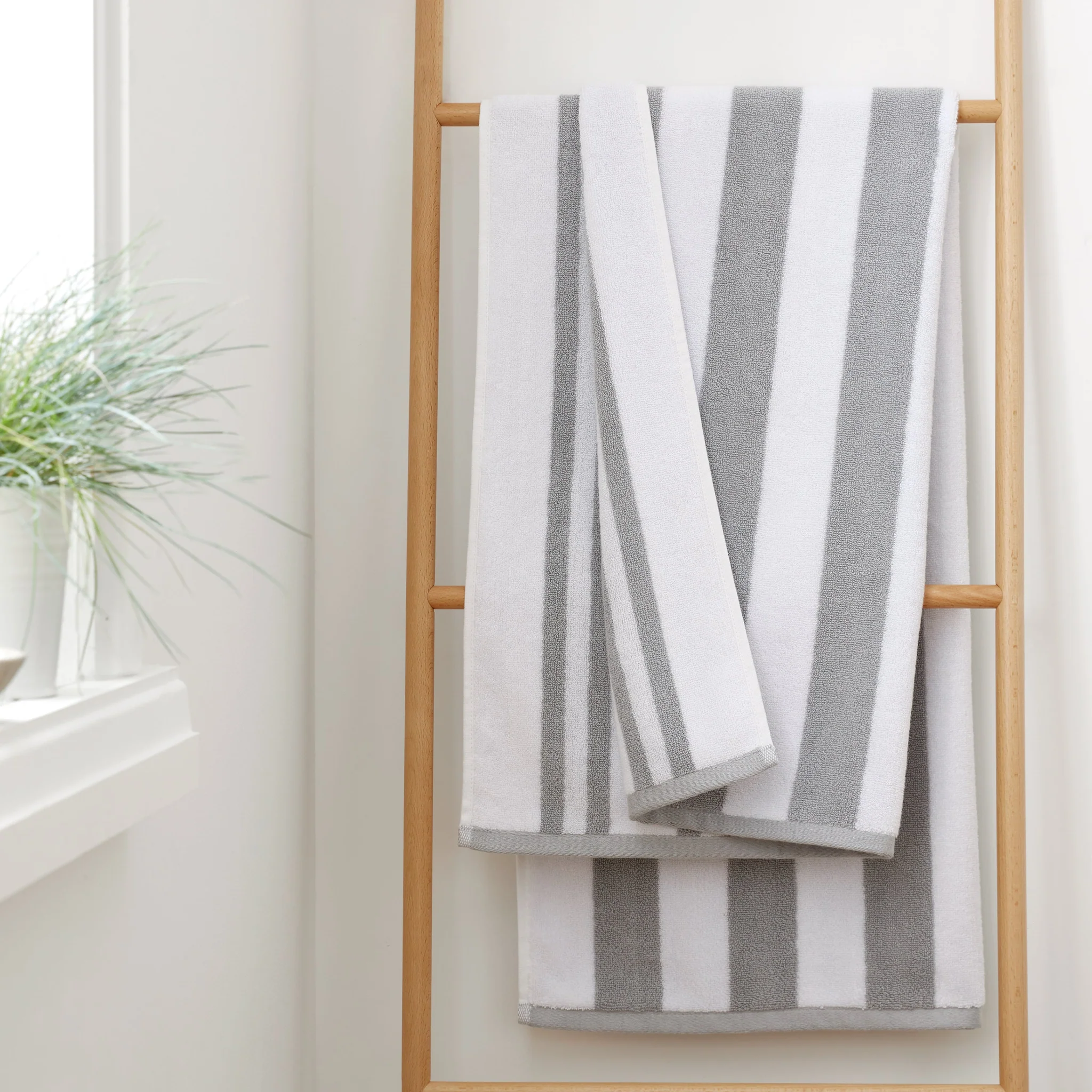 Bianca Stripe Towel Grey - Stripe Bath Sheet Grey - Image 4