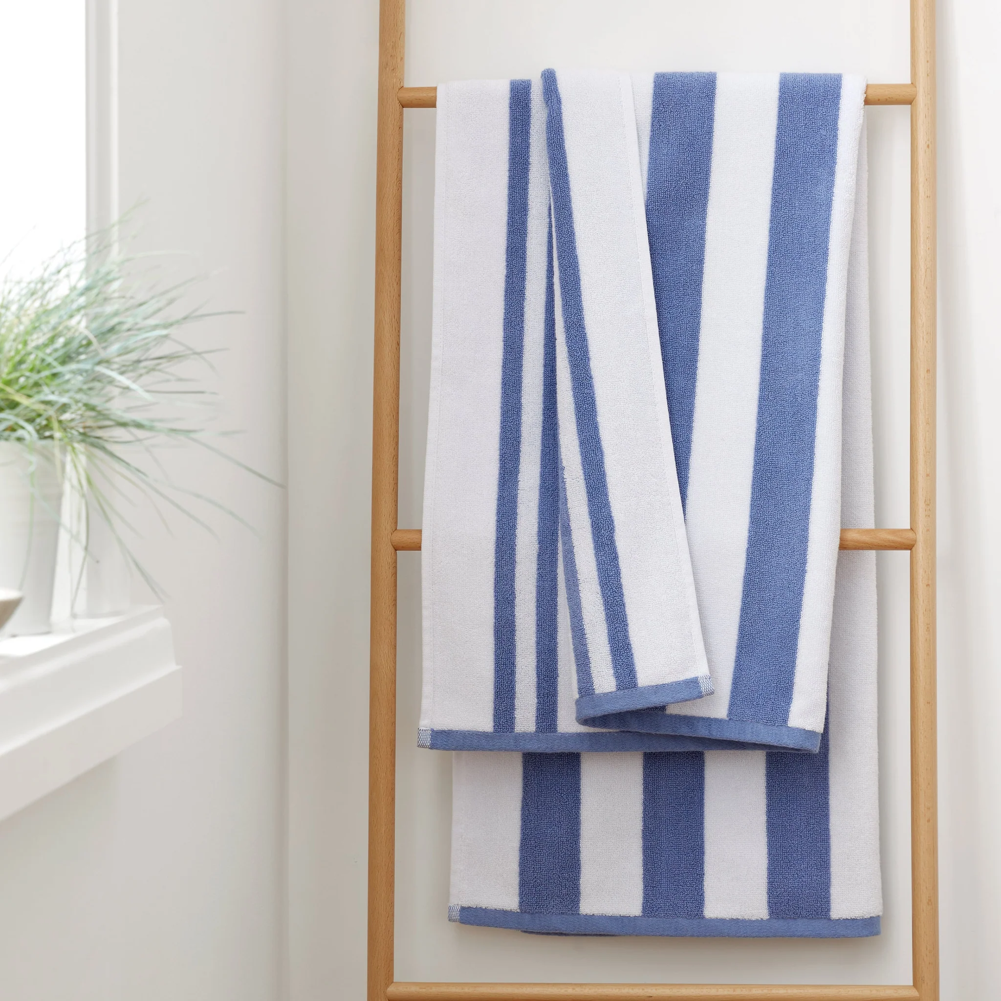 Bianca Stripe Towel Blue - Stripe Bath Towel Blue - Image 4