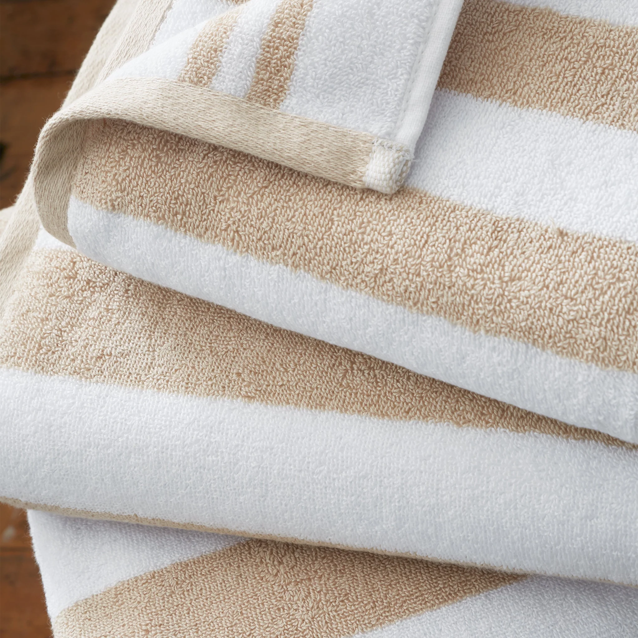 Bianca Stripe Towel Cream - Stripe Bath Towel Natural - Image 2