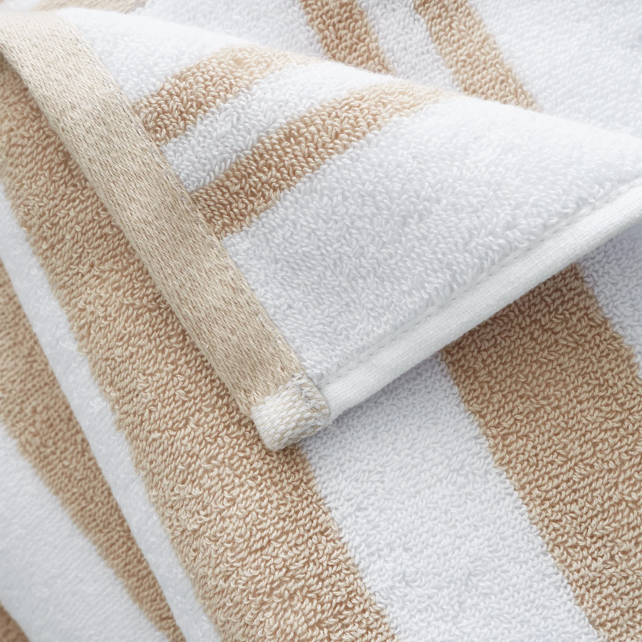 Bianca Stripe Towel Cream - Stripe Bath Towel Natural - Image 3