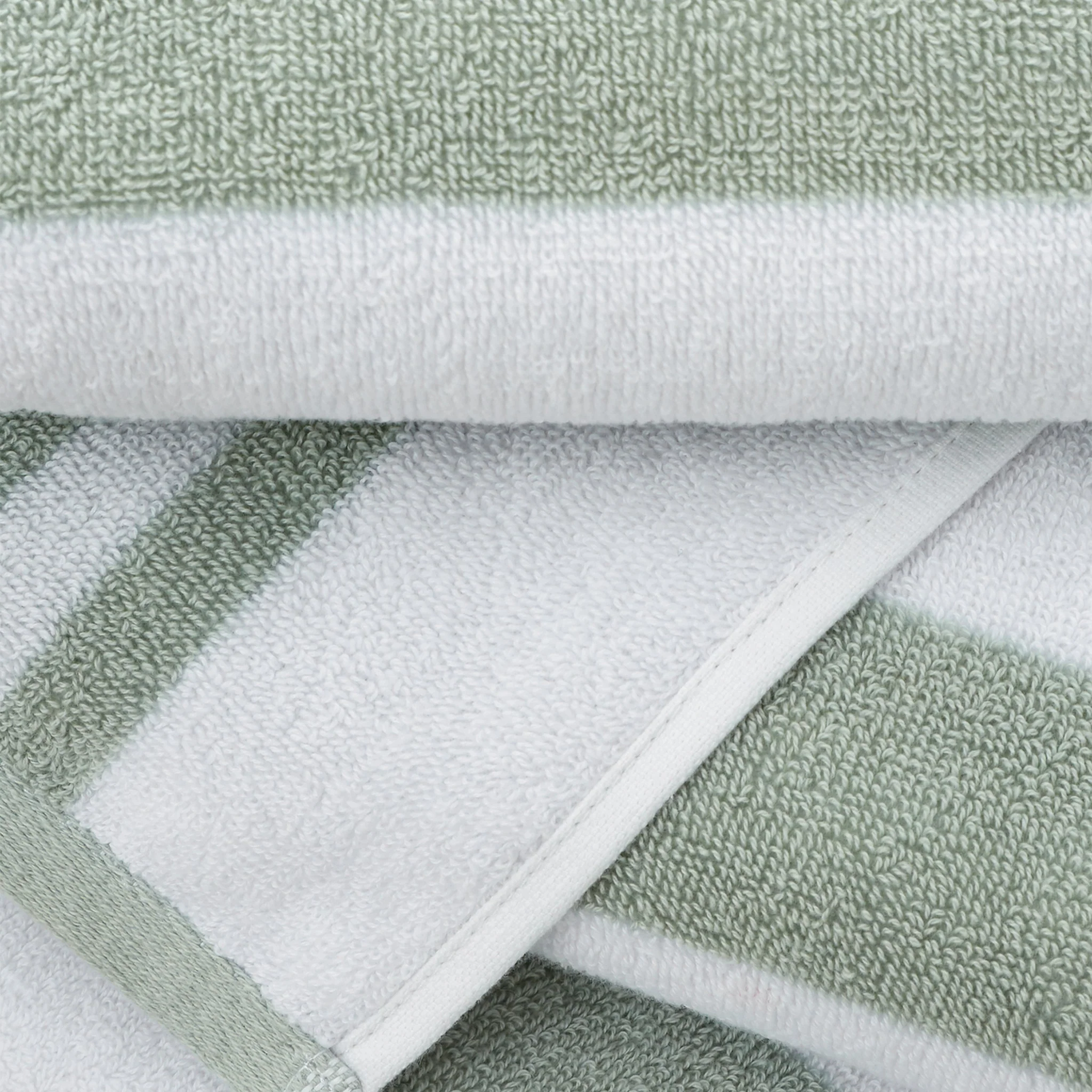 Bianca Stripe Towel Green - Stripe Bath Towel Sage - Image 2