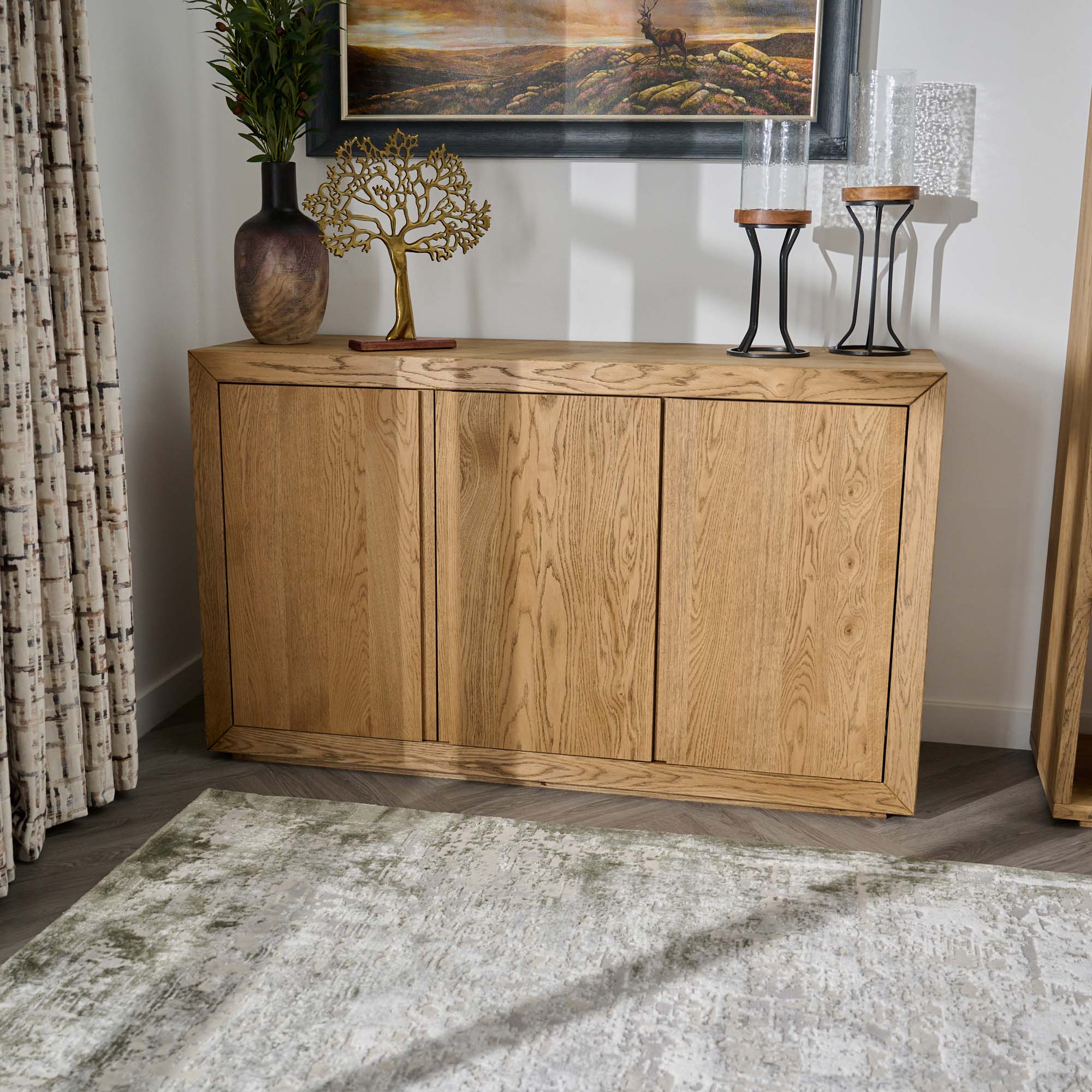 Sunnie Sideboard - 3 Door Sideboard Brushed Oak / Hesse Dark Oil - Image 2