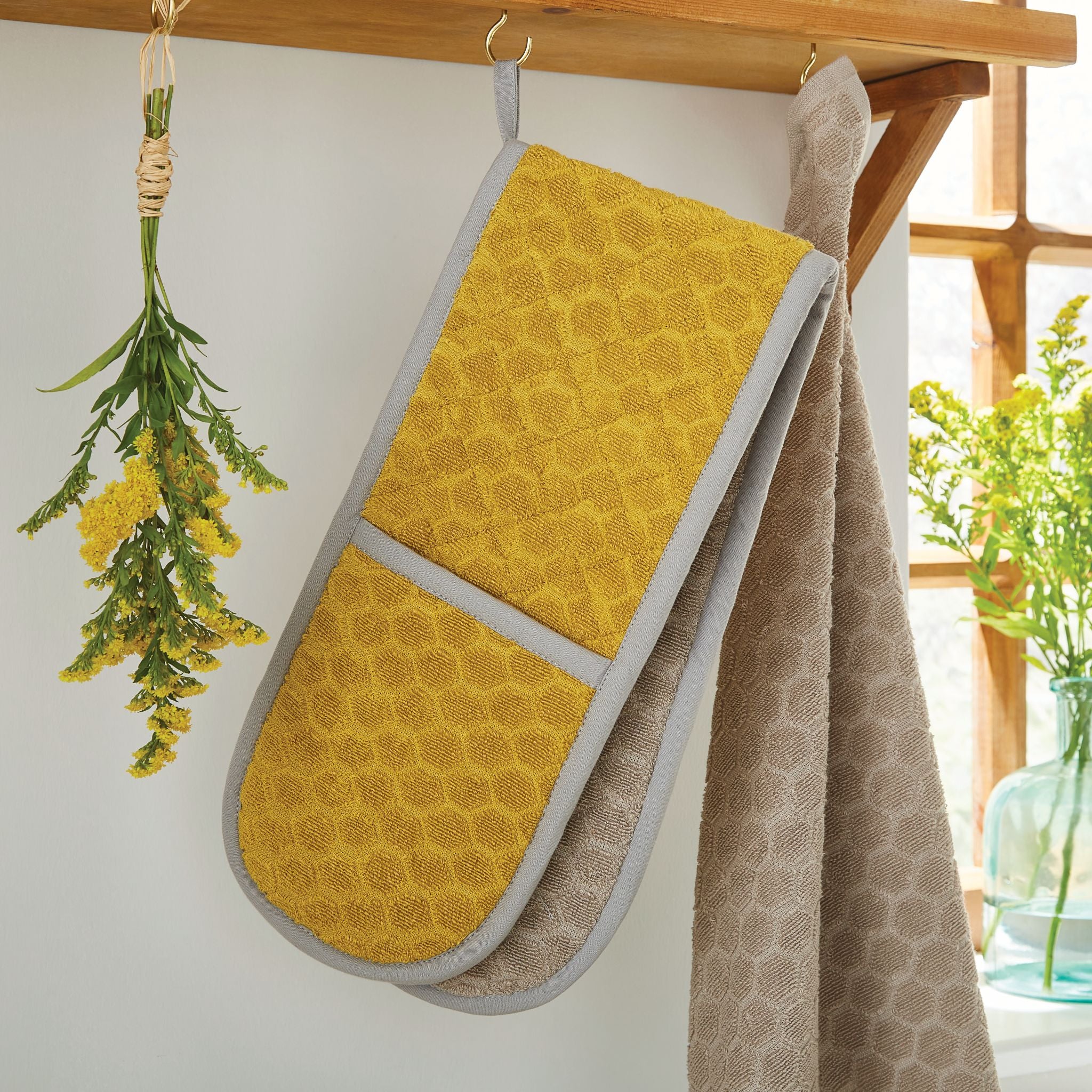 Terry Double Oven Glove Honeycomb - Terry Double Oven Glove - Honeycomb
