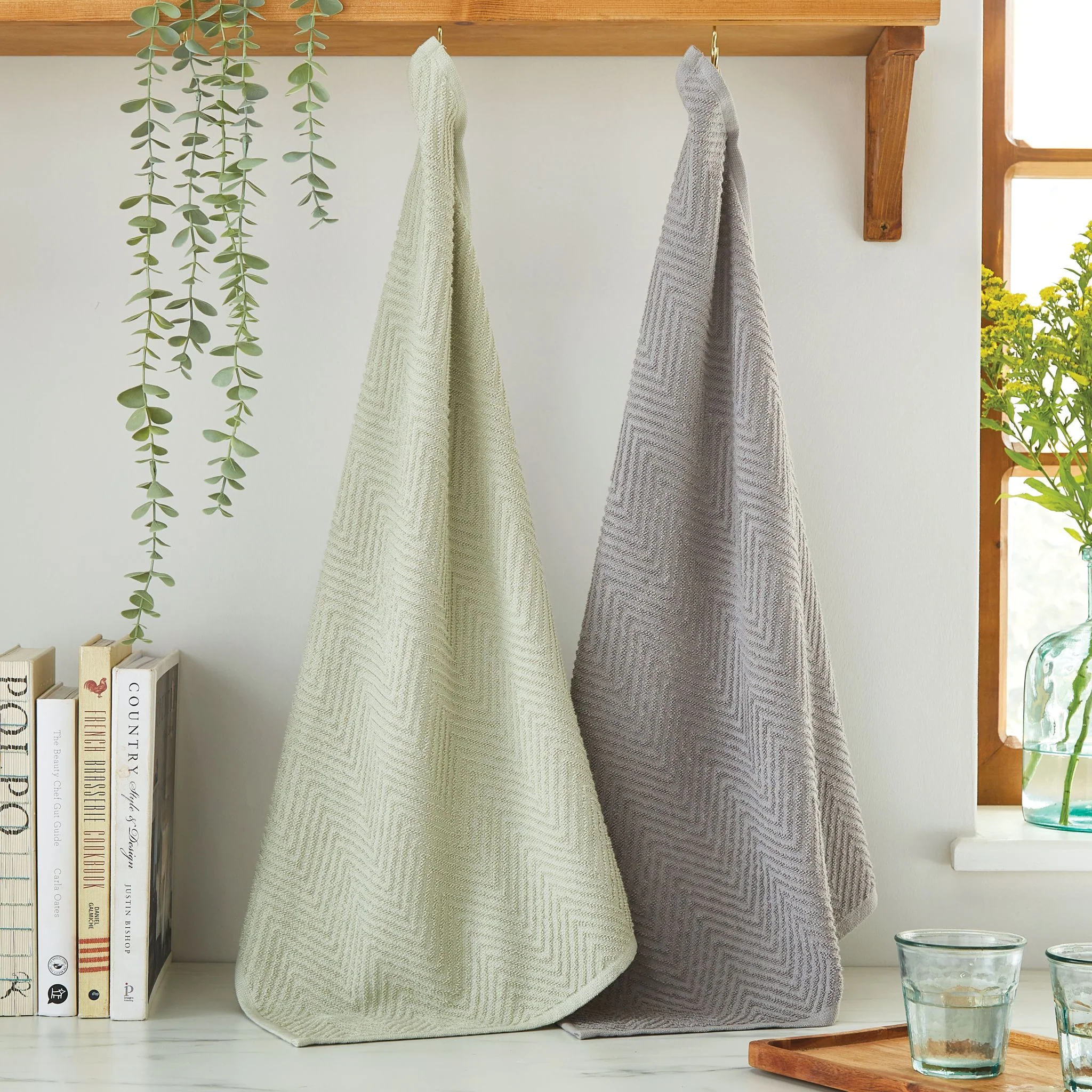 Terry Tea Towel Pack Of 2 Chevron - 2 Pack Terry Tea Towel - Chevron