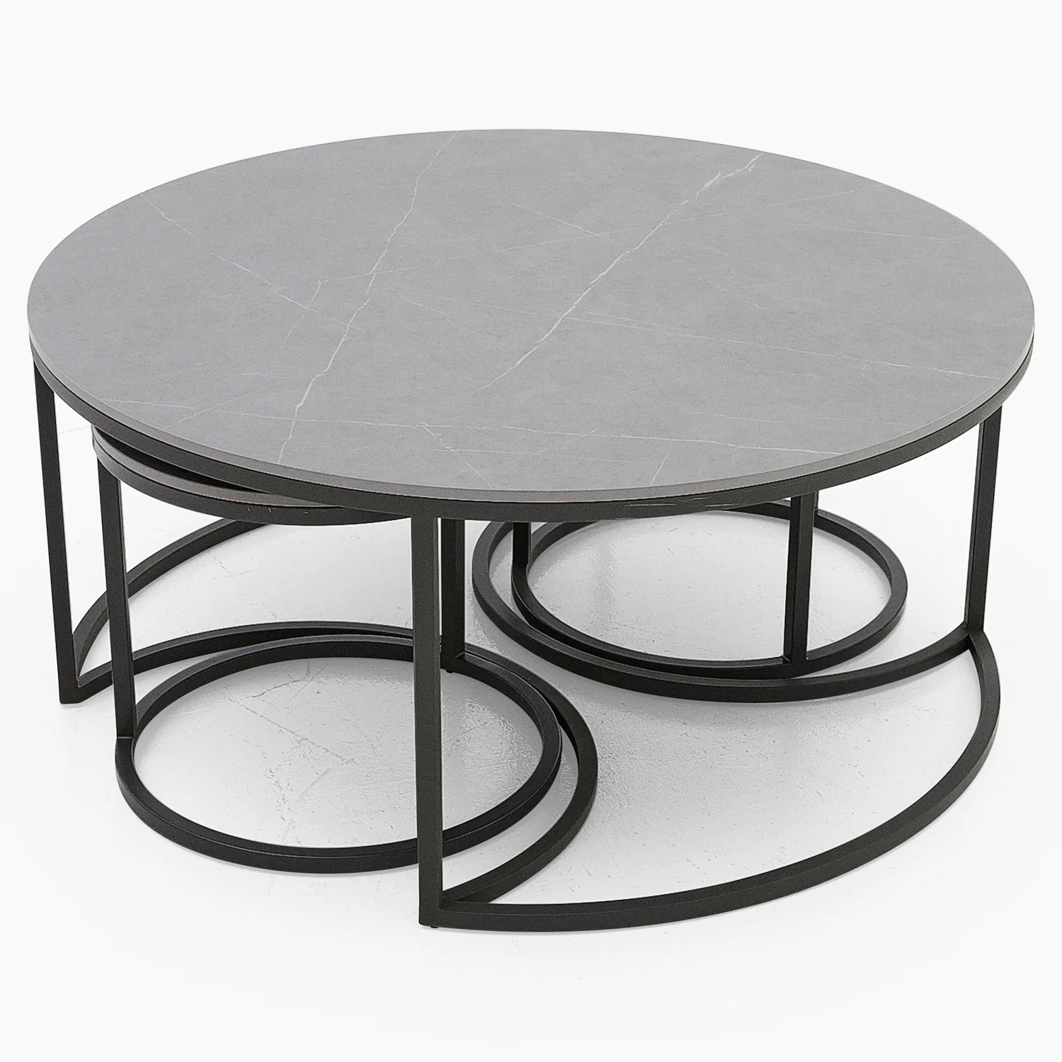 Torino Marble Coffee Table - Matte Ceramic Coffee Table Set Matte Grey Ceramic - Image 3
