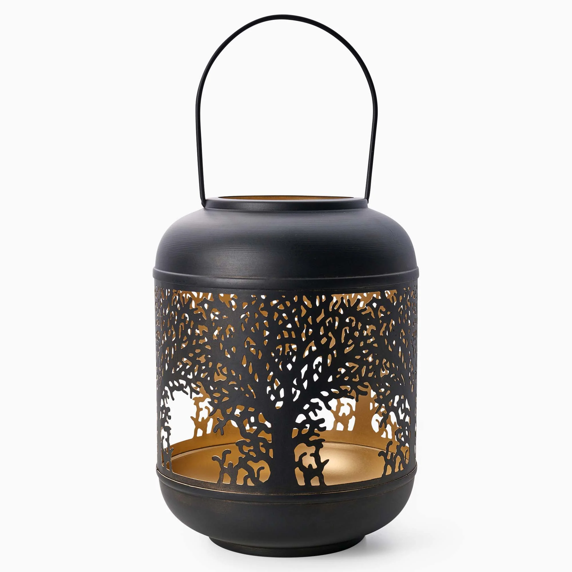 Tree Cutout Black Lantern - DISC Tree Cutout 26CM Lantern Black - Image 2