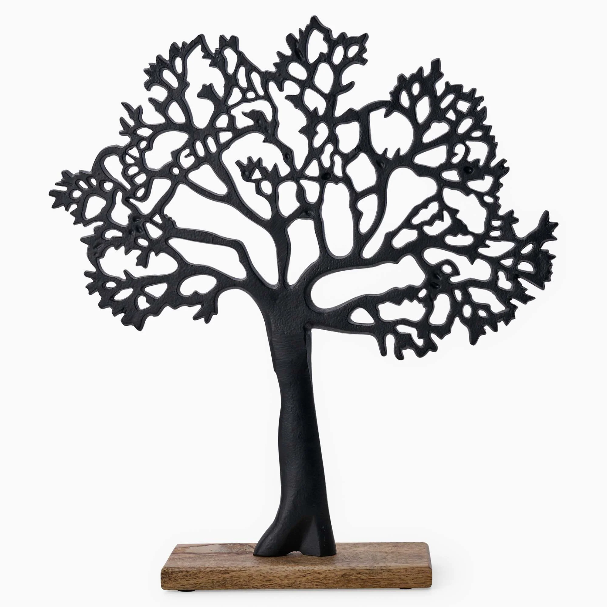 Tree On Wooden Base Black - Tree On Wooden Base 42CM Black - Image 2