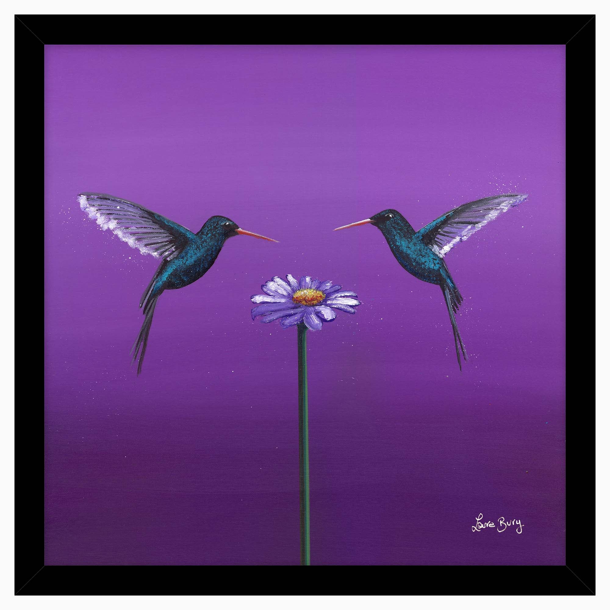 Two Hummingbirds Purple Framed Print - One Love Purple 43X43 Framed Print