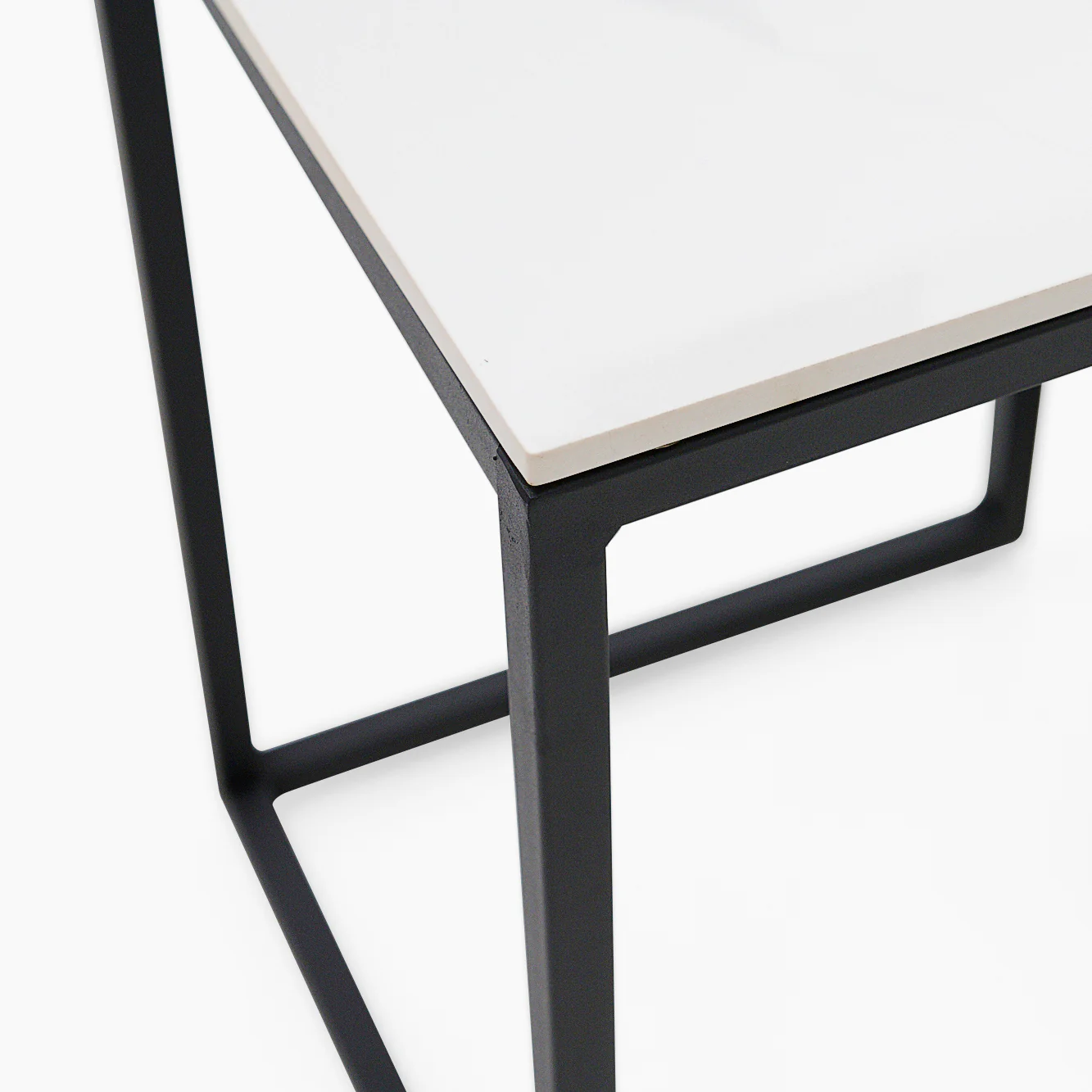 Tyler White Ceramic Nest of 2 Side Tables - Nest of Tables White Ceramic Top / Black Powder Coated Metal Legs - Image 6