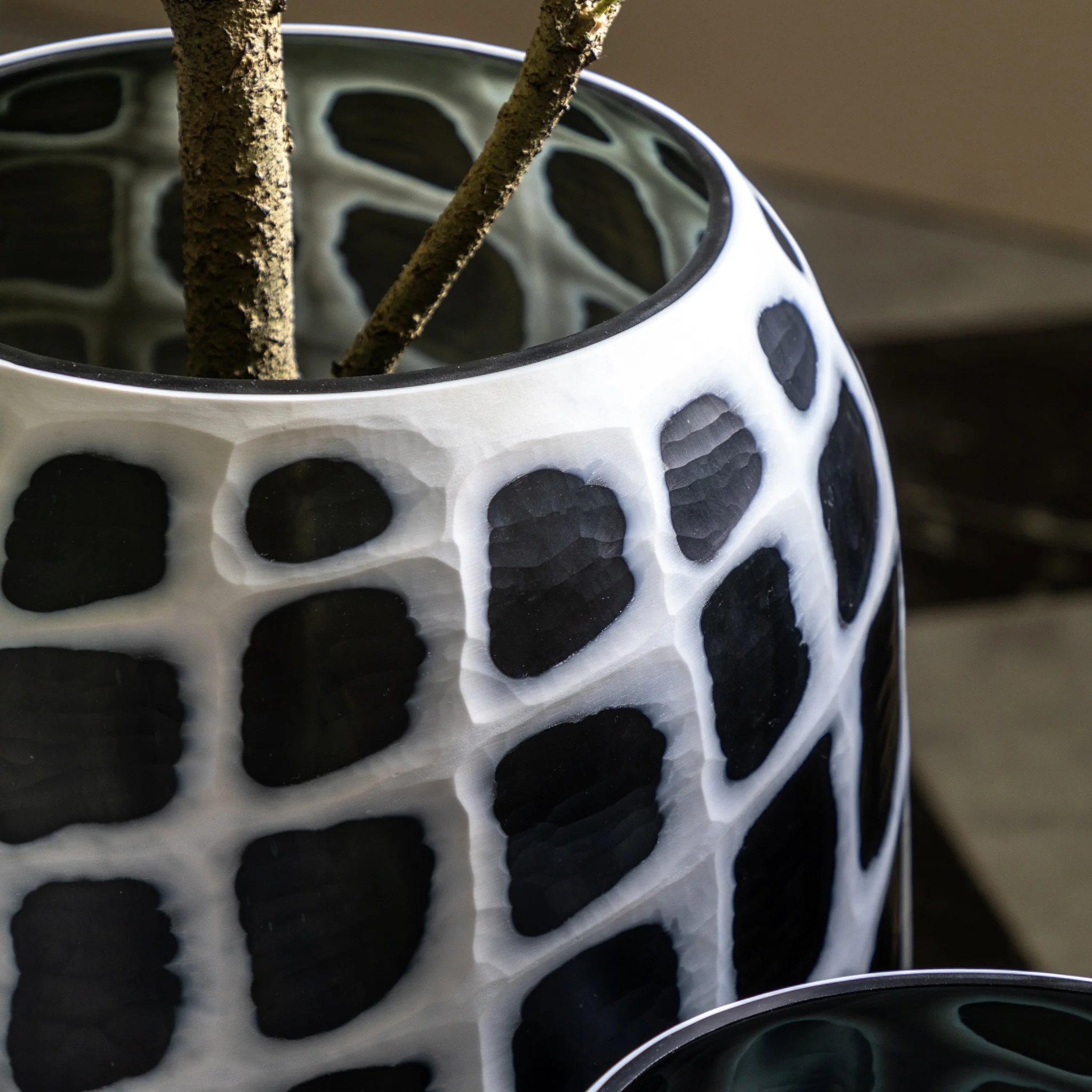 Valencia Handblown Mono Glass Vase - Valencia Handblown Carved Mono Glass Vase - Image 2