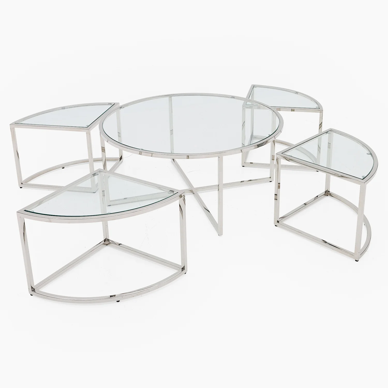 Venice Large Coffee Table - Grand Coffee Table Set Clear Glass / Stainless Steel