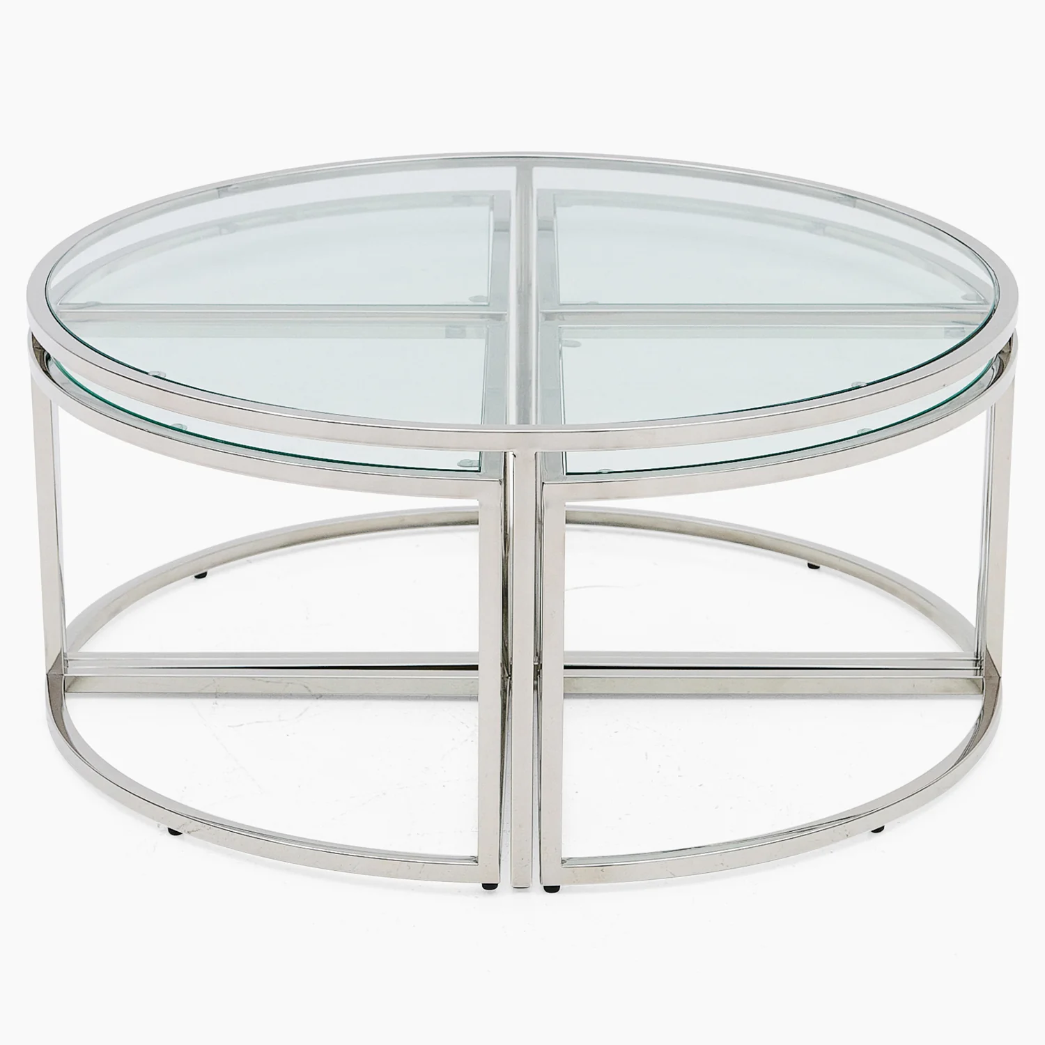 Venice Large Coffee Table - Grand Coffee Table Set Clear Glass / Stainless Steel - Image 3