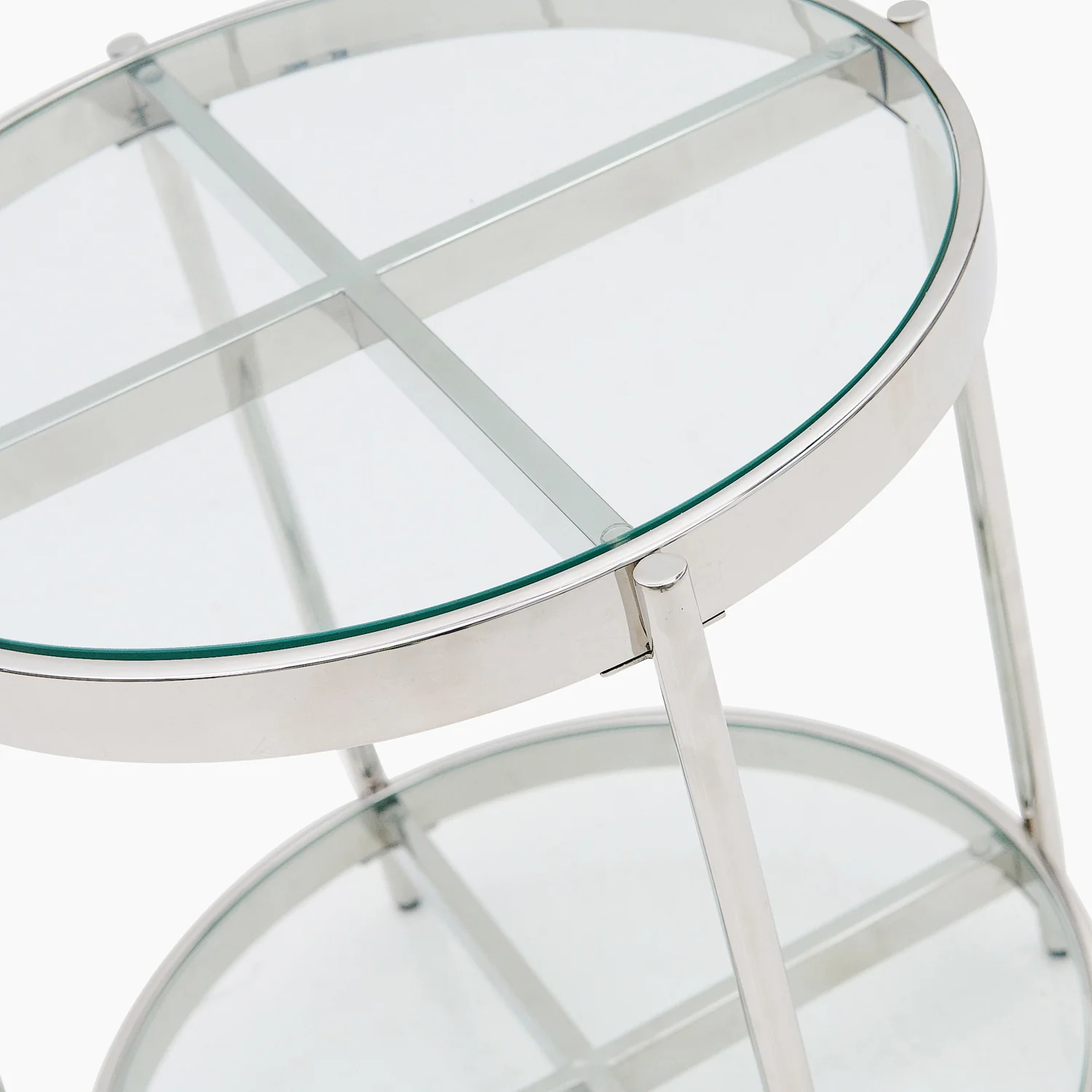 Venice Side Table - Lamp Table Clear Glass / Stainless Steel - Image 3