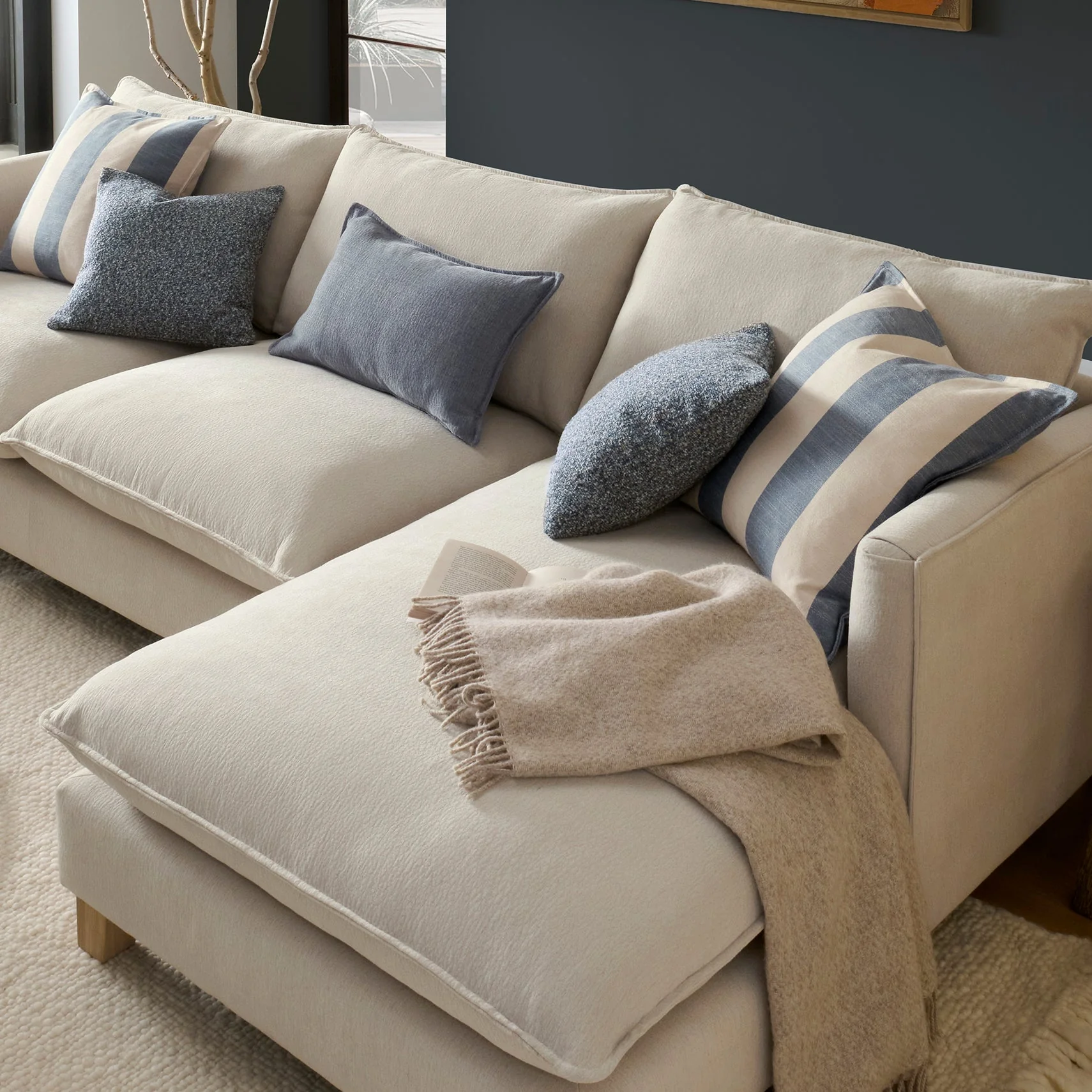 Vogue Williams Howth Large Chaise Sofa - Large Chaise Sofa Left Soft Chenille - Left Hand Facing - Image 2