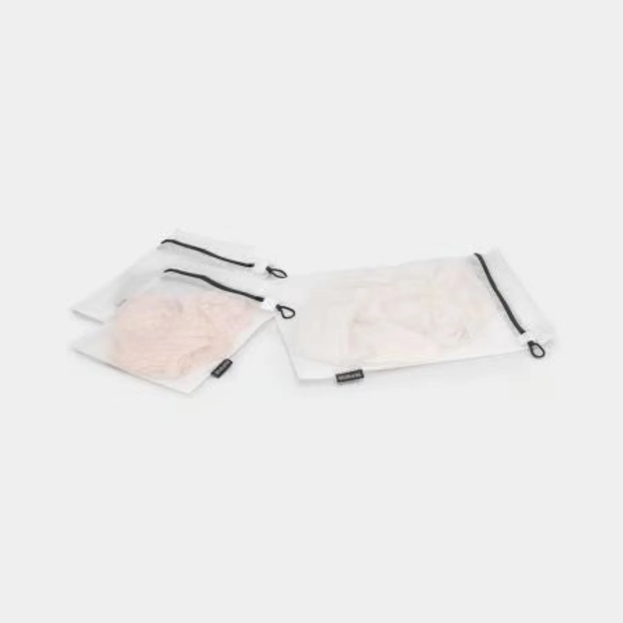 Wash Bag Set of 3 White / Grey Zipper