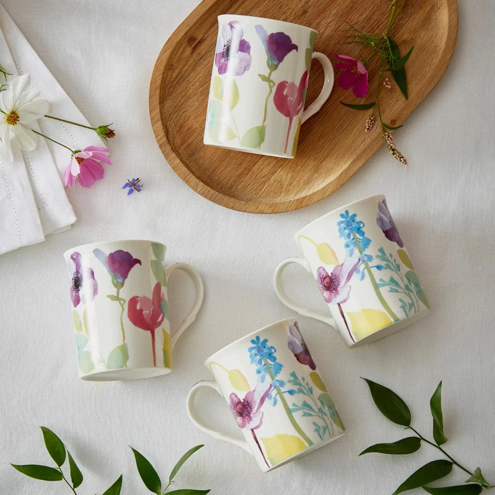 Water Garden Mugs Set 4