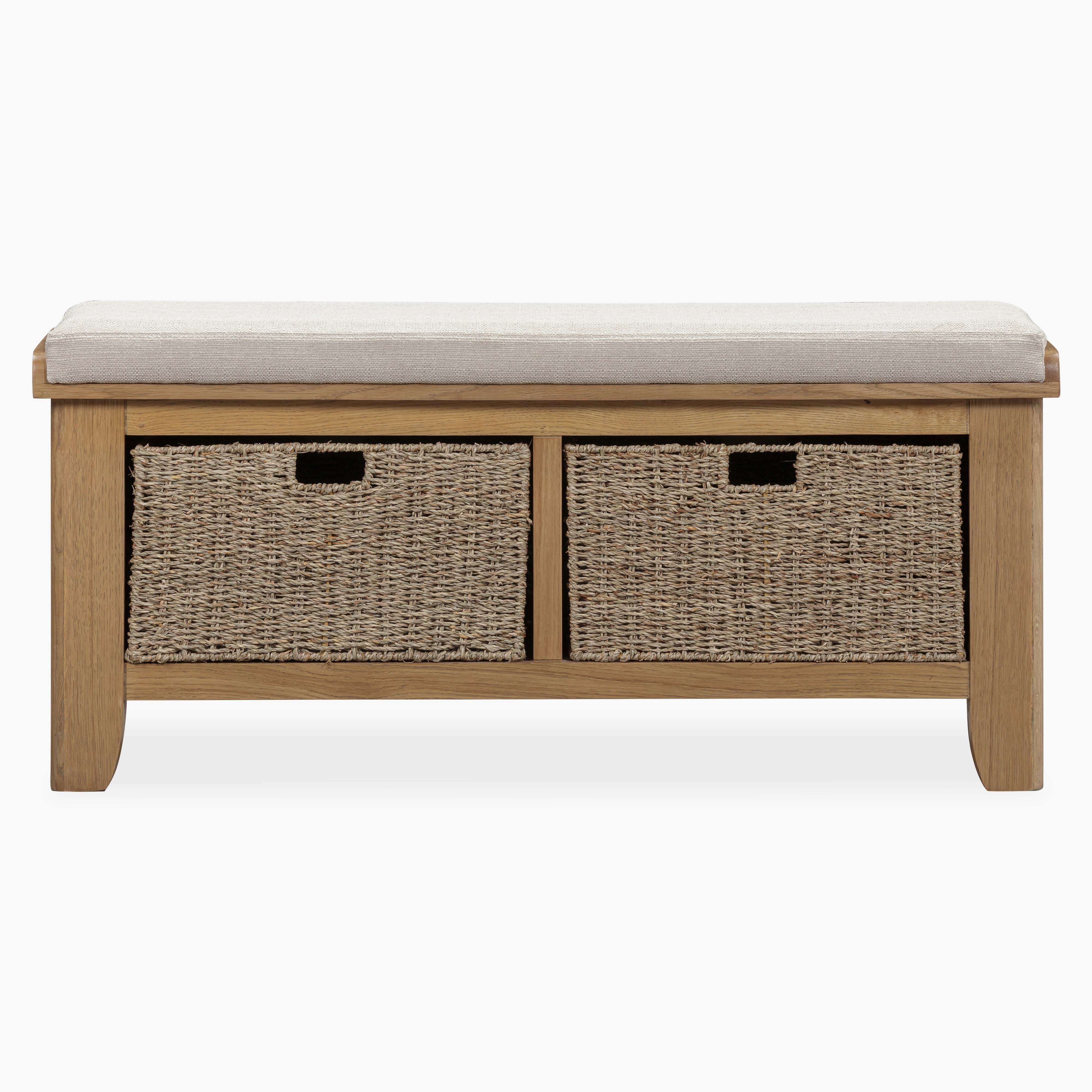 Willowmere Bench - 110cm Upholstered Hall Bench Oak