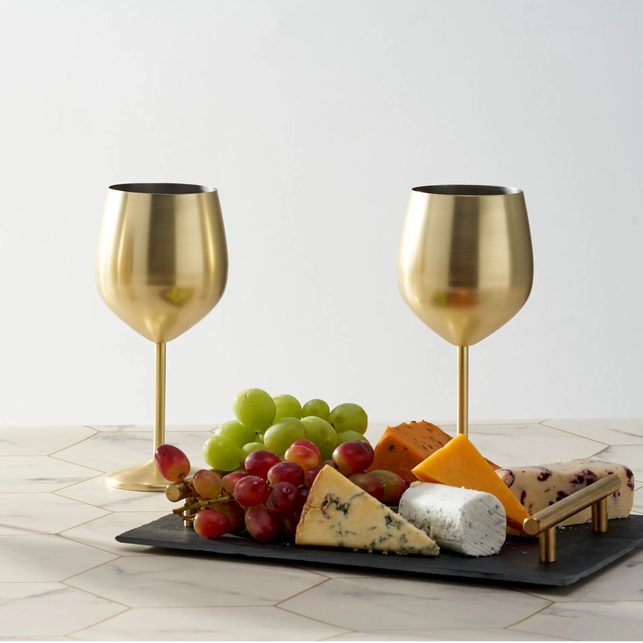 Gold Wine Glasses 2 Pack - Wine Glasses Matte Gold 2 Pack - Image 2