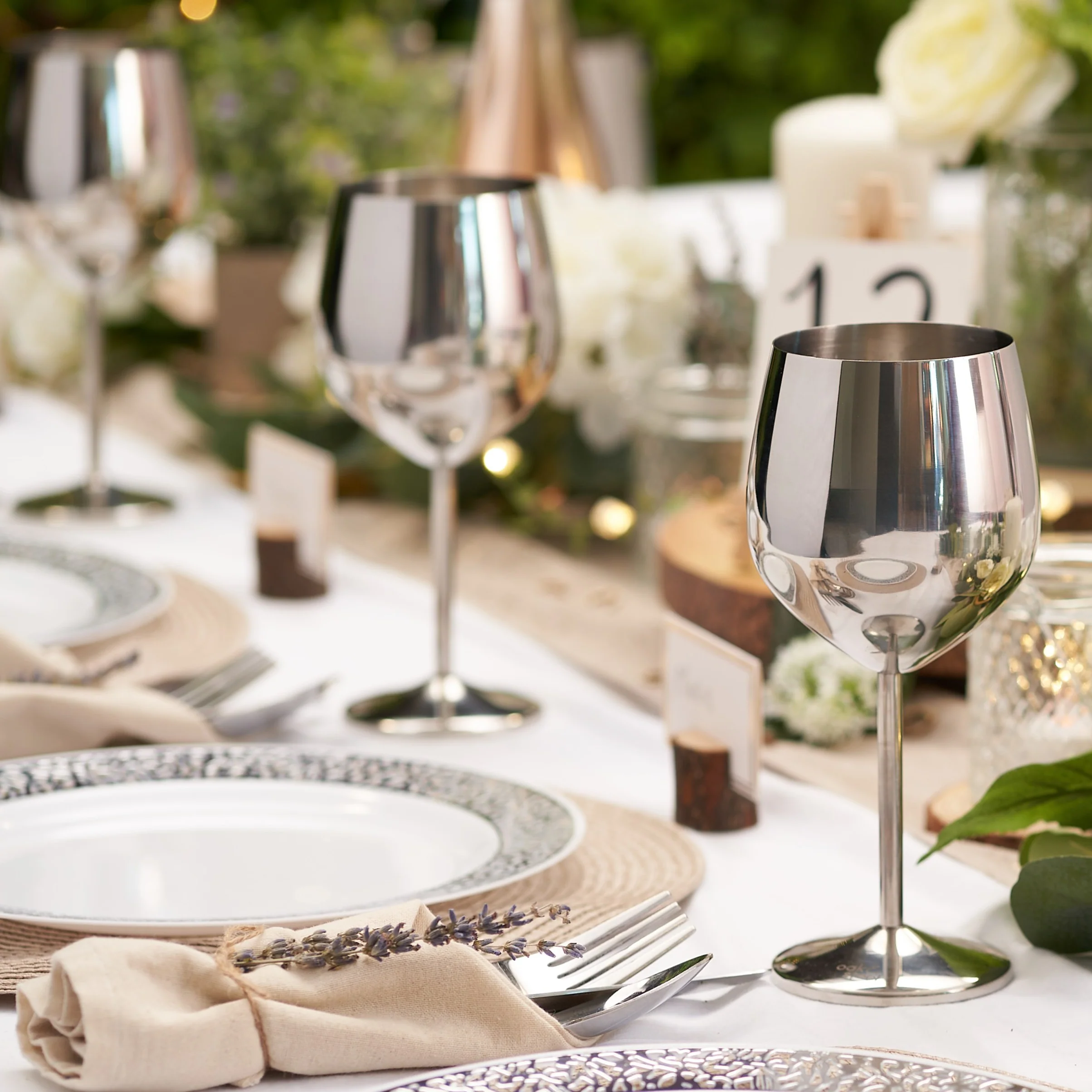 Silver Wine Glasses 2 Pack - Wine Glasses Silver 2 Pack - Image 2