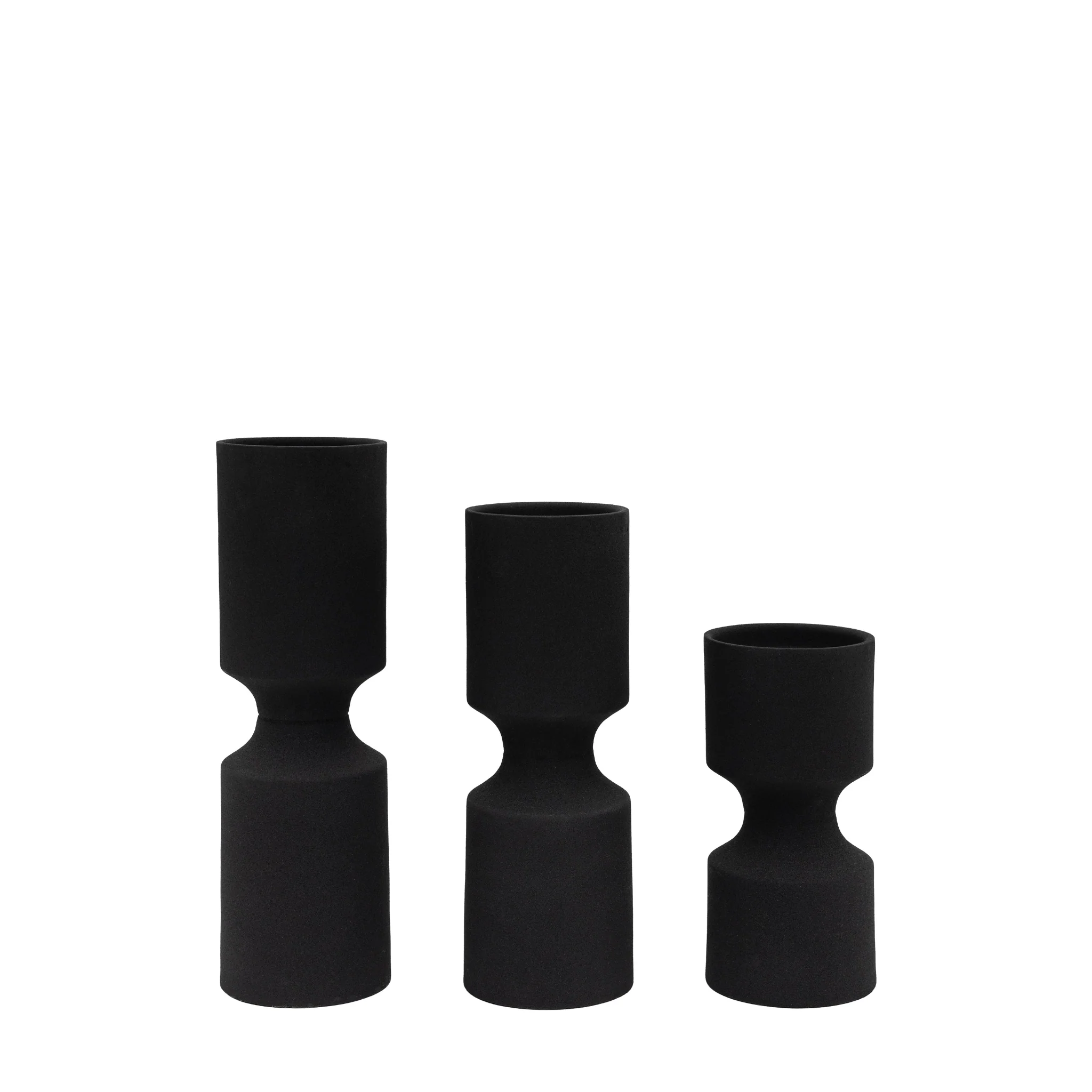 Zia Black Candlestick Set Of 3 - DHD Zia Black Candlestick 3Pk